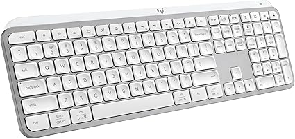 Logitech MX Keys S Wireless Keyboard, Low Profile, Fluid Precise Quiet Typing, Programmable Keys, Backlighting, Bluetooth, USB C Rechargeable, for Windows PC, Linux, Chrome, Mac - Pale Grey